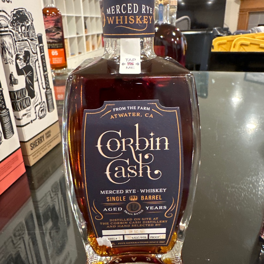 Corbin Cash Merced Rye Whiskey Aged 10 Years Single Barrel T8KE