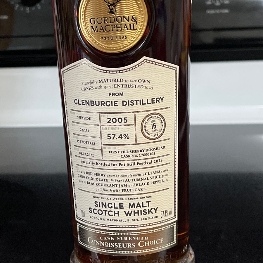 Gordon & Macphail Connoisseurs Choice 16 Year Glenburgie Cask Strength 2022 Pot Still Festival
