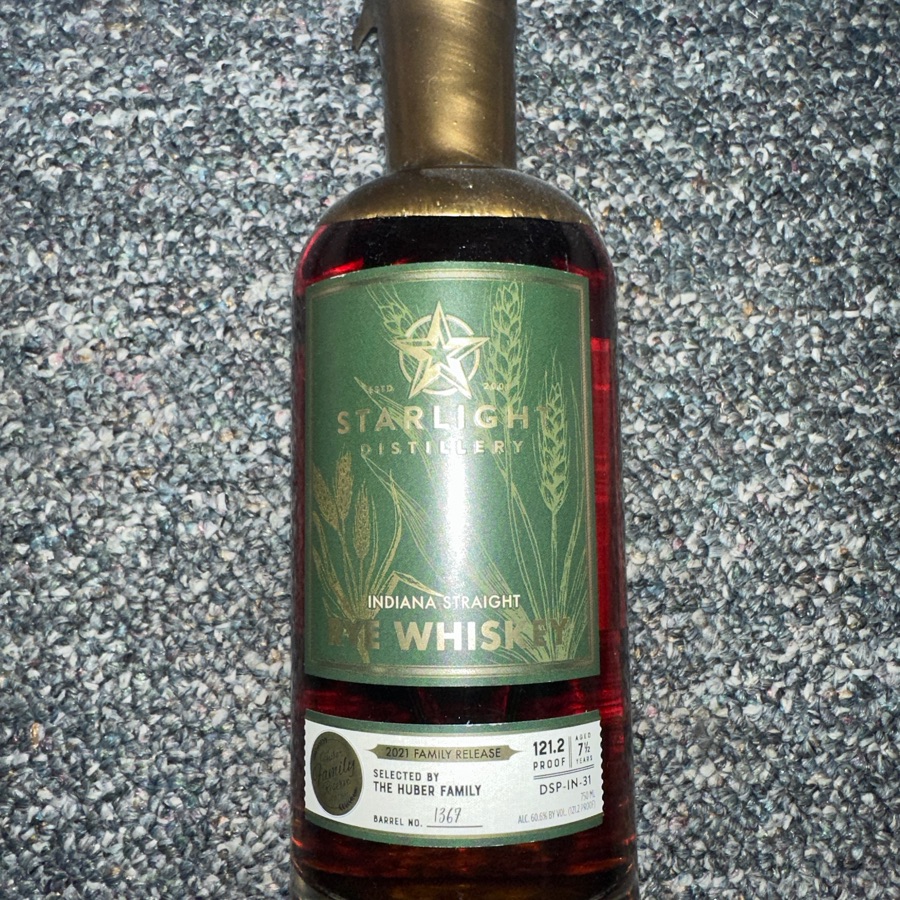 Starlight Rye Whiskey Selected by the Huber Family Barrel 1367 Founders Day