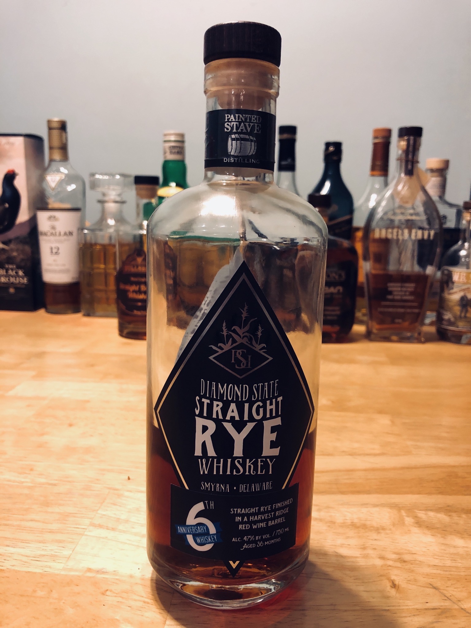 Painted Stave Diamond State 6th Anniversary Rye Whiskey