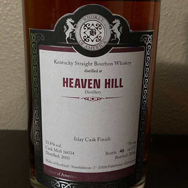 Malts of Scotland, Heaven Hill KY Straight Bourbon, Islay Cask Finish (15 Years)