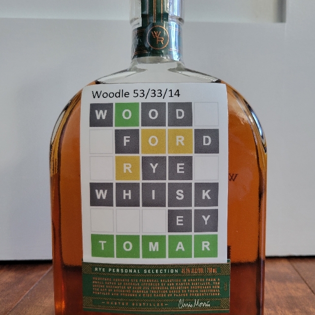 Woodle 53/33/14 Woodford Reserve Kentucky Rye Tomar's Private Select
