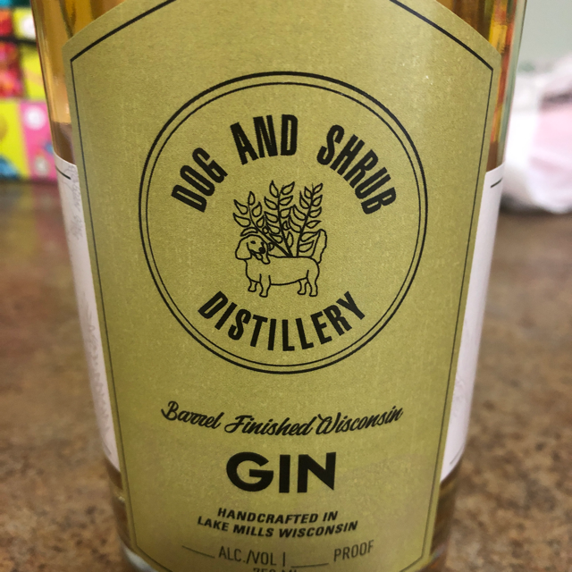Dog and shrub barrel finished Wisconsin gin