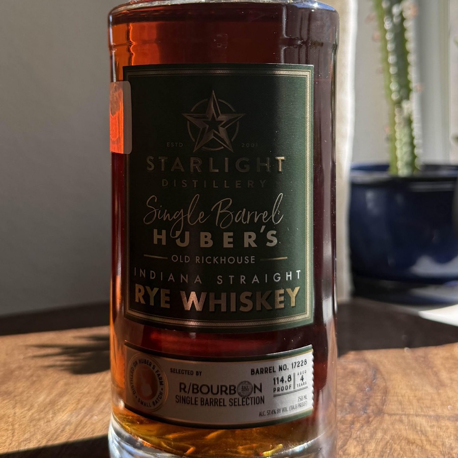 Starlight Huber's Single Barrel Rye (r/bourbon)