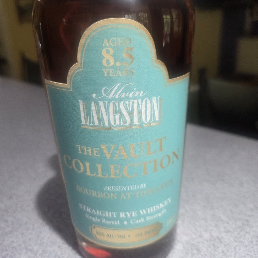 Alvin Langston Straight Rye Whiskey The Vault Collection "Bourbon at Tiffanys"
