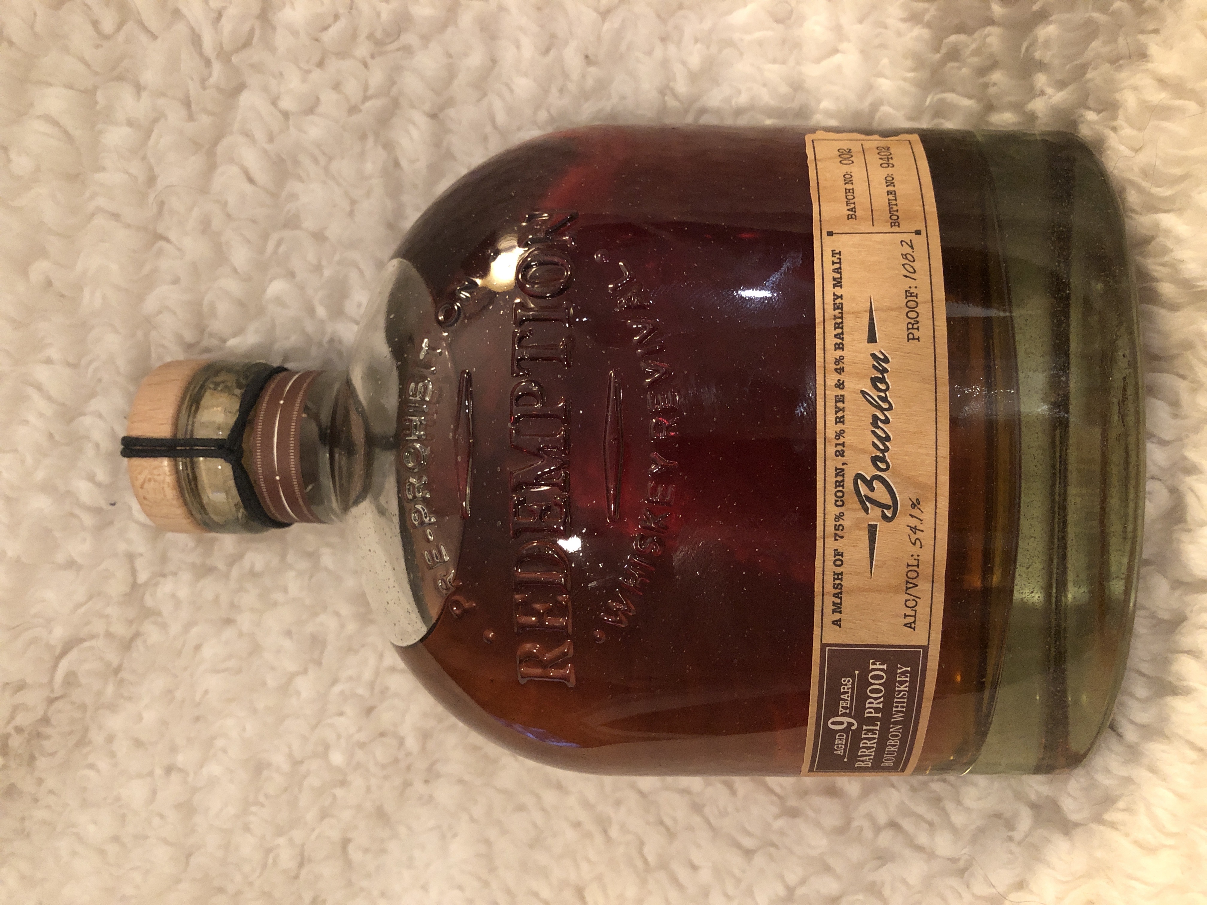 Redemption 9 year old Barrel Proof Bourbon Batch #2 2019