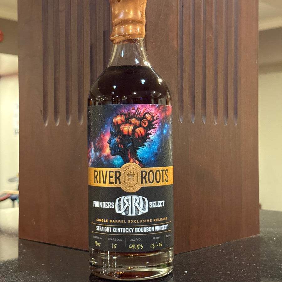 River Roots Single Barrel Bourbon Whiskey 15Yr Barrel 907