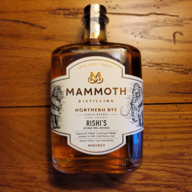 Mammoth Northern Rye Single Barrel Cognac Finished Rishi's International Beverage Barrel Pick 2022)