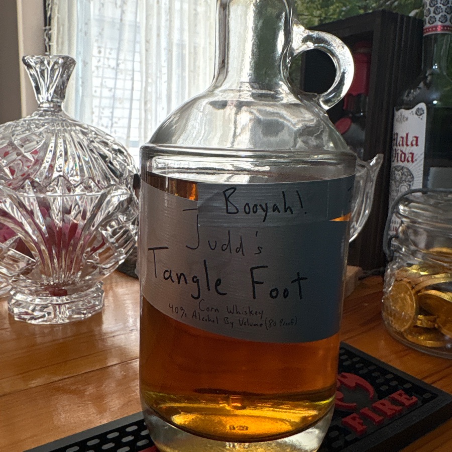 Judd's Tangle Foot corn whiskey