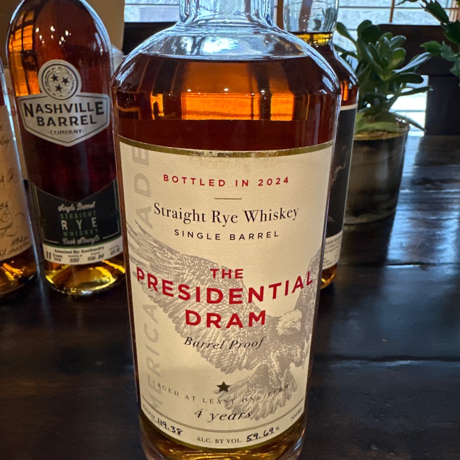 The Presidential Dram Barrel Proof Single Barrel Rye 4 Year
