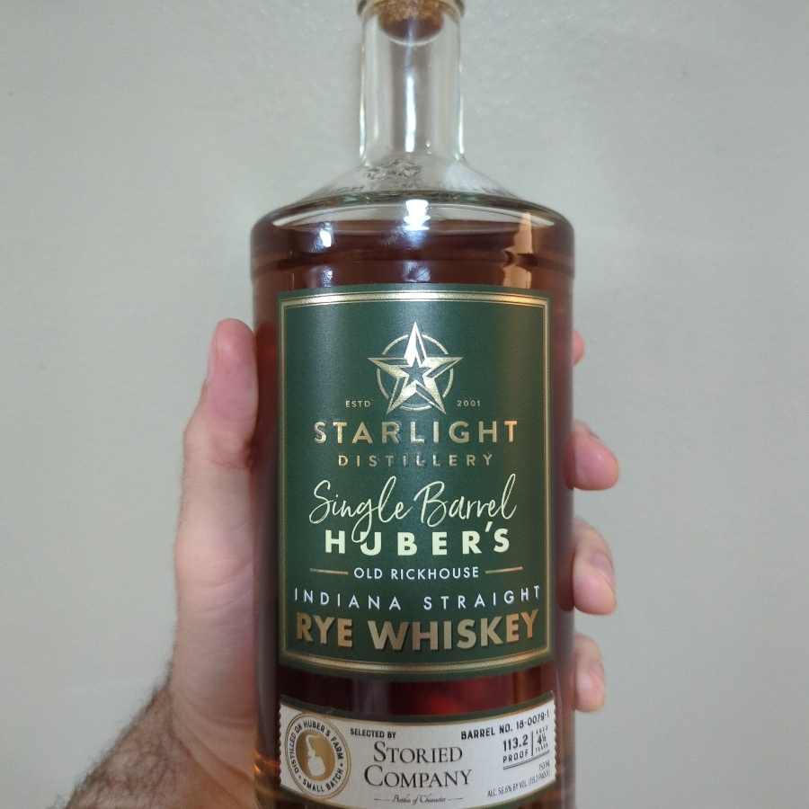 Starlight Distillery Single Barrel Huber's Old Rickhouse Indiana Straight Rye Whiskey