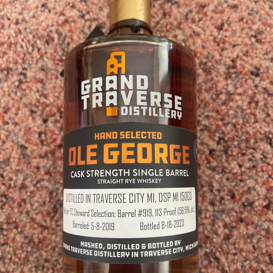 Grand Traverse Distillery Ole George Cask Strength Single Barrel Straight Rye Whiskey