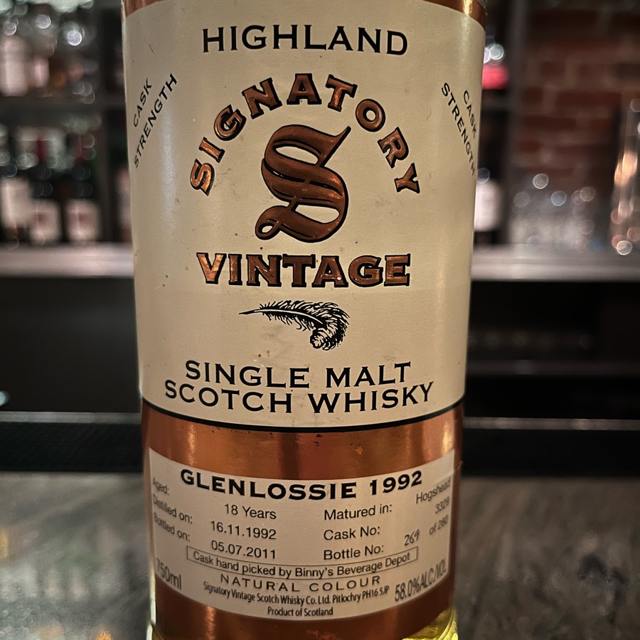 Glenlossie 1992 18 Years (Signatory Vintage - Binny's pick)