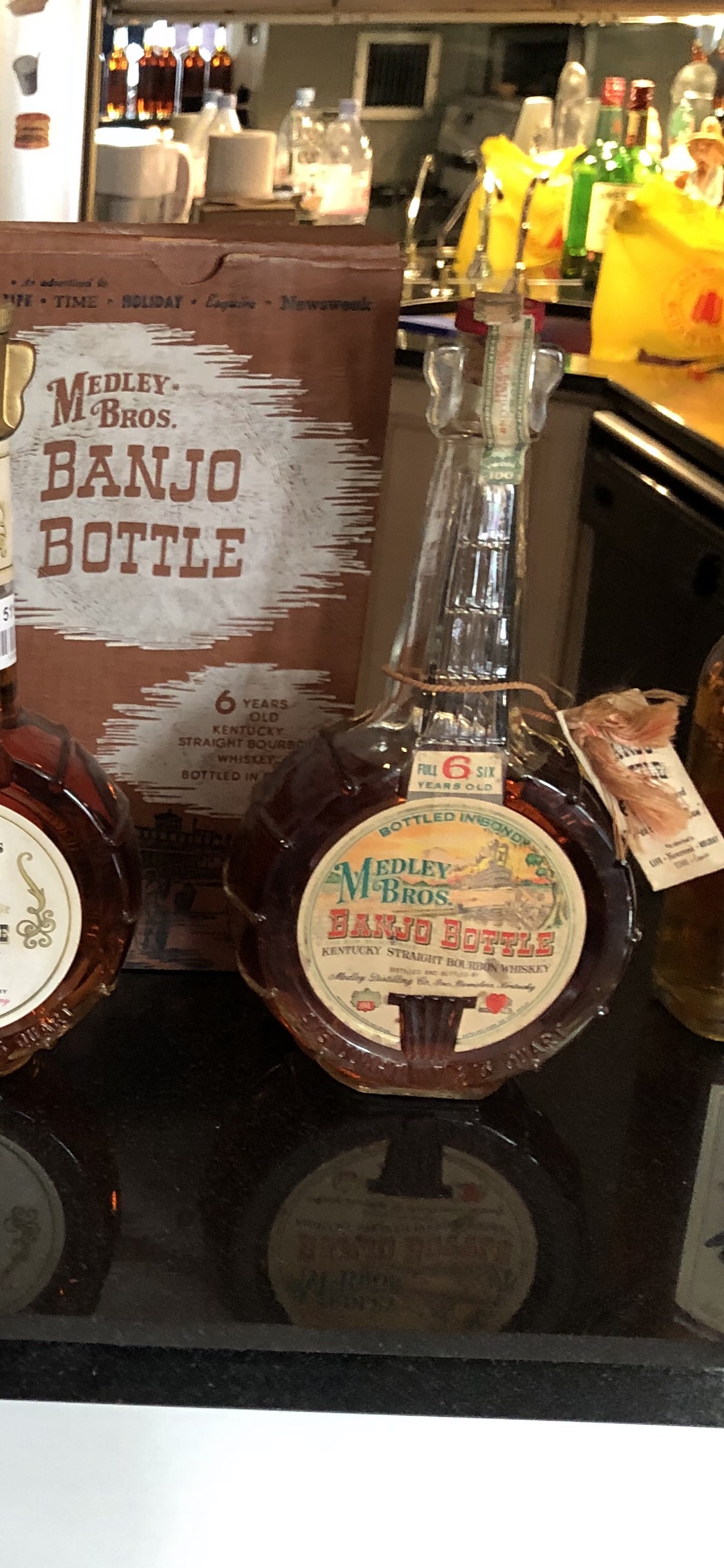 Medley Brothers 6 Year Banjo Bottle (1940s)