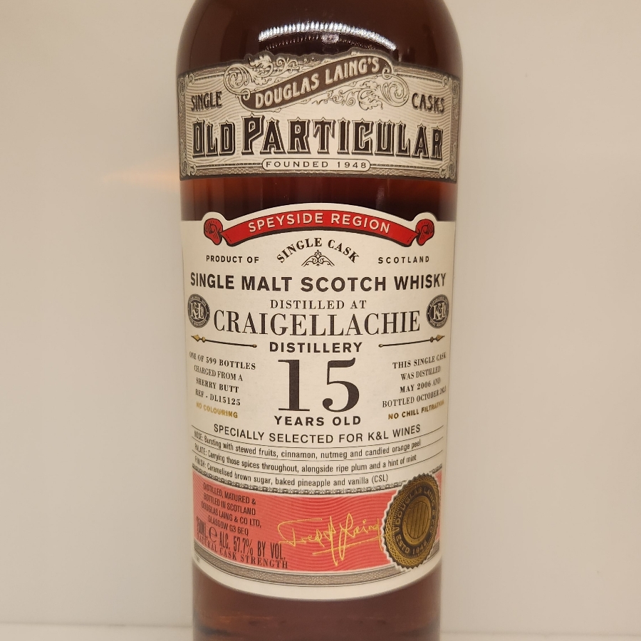 2006 Craigellachie 15 Year Old "Old Particular" K&L Exclusive Cask Strength Single Sherry Butt Speyside Single Malt Scotch Whisky