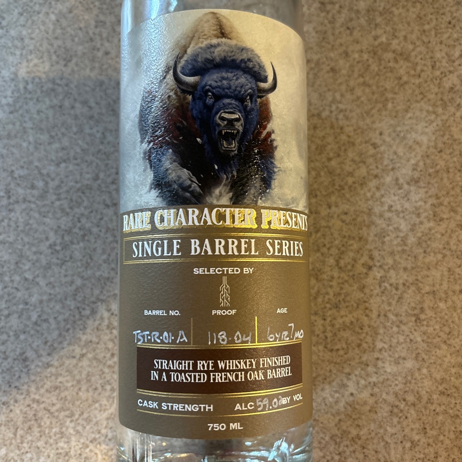 Rare Character Presents Single Barrel Series Selected by Nobleroot Straight Rye Whiskey Finished in a Toasted French Oak Barrel