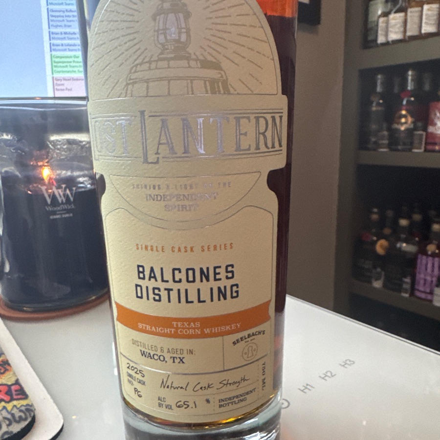 Lost lantern, single cask series, Balcones distilling, Texas straight corn whiskey
