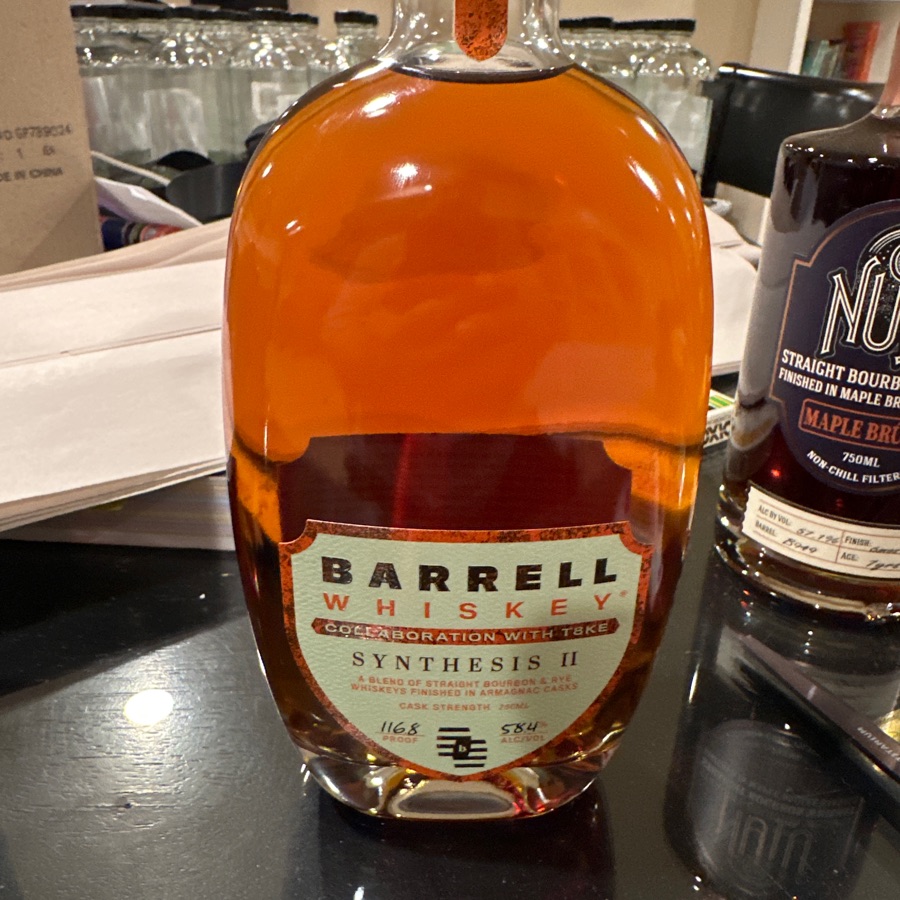 Barrell Whiskey Collaboration with T8KE Synthesis II A Cask Strength Blend of Straight Bourbon & Rye Whiskies Finished in Armagnac Casks