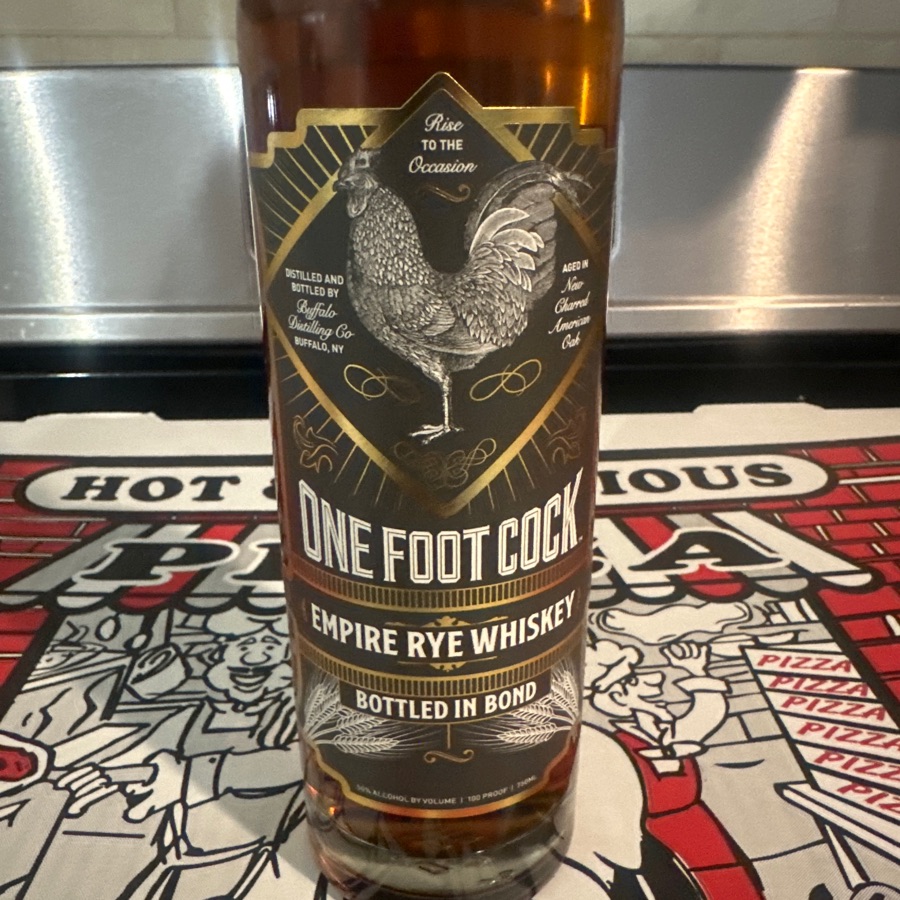 One Foot Cock Empire Rye Whiskey Bottle in Bond
