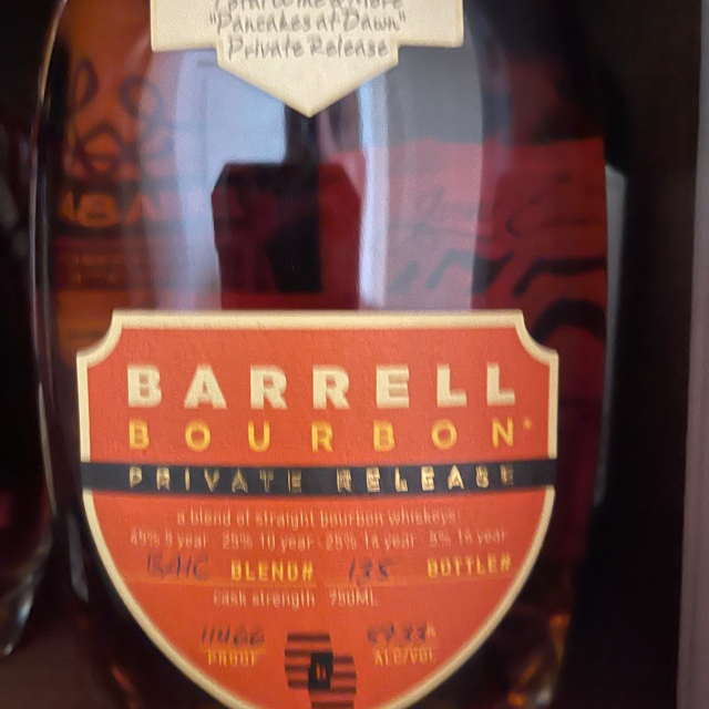 Barrell Bourbon Private release Pancakes at Dawn