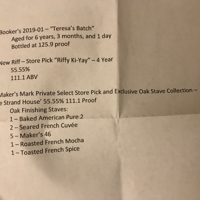 Makers Mark Private Select Store Pick and Exclusive Oak Stave Collection "The Strand House"