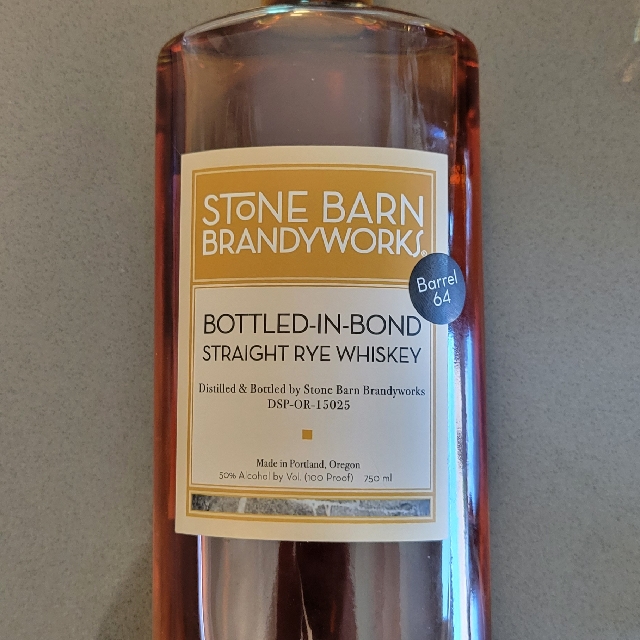 Stone Barn Brandyworks Bottled-in-Bond Straight Rye Whiskey