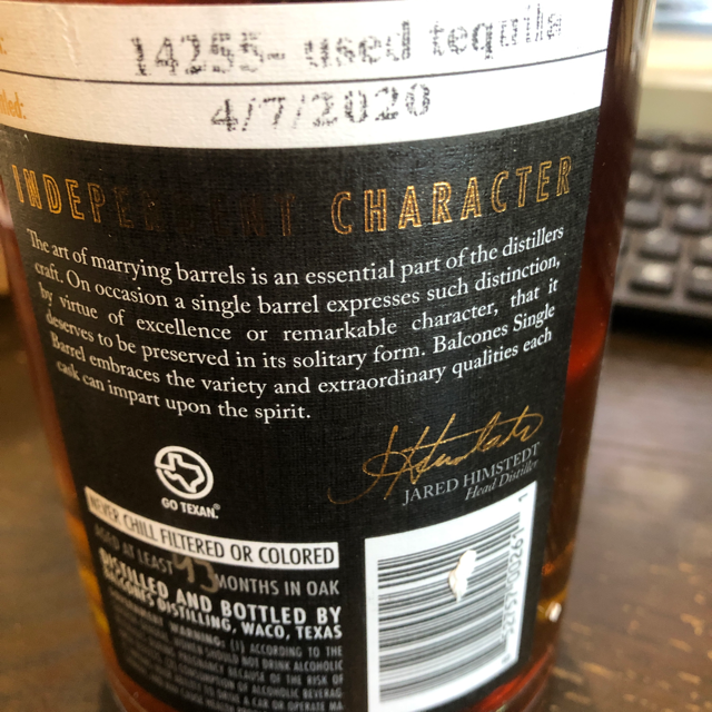Balcones True Blue Tequila cask finish
