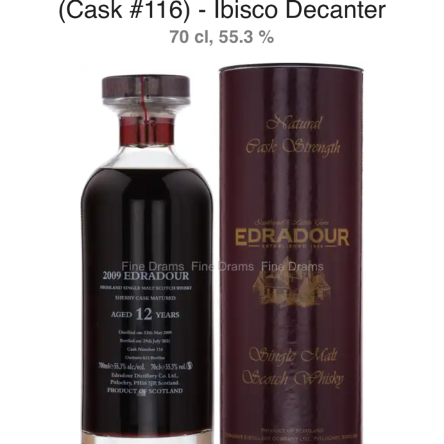 Edradour 12 Year Old 2009 Sherry (Cask #116) - Ibisco Decanter