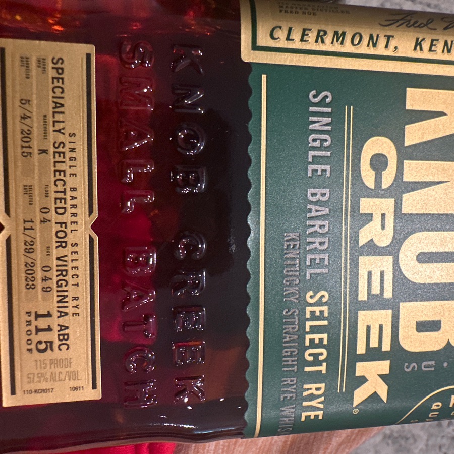 Knob Creek Single Barrel Select Rye W-K, F-4, R-49