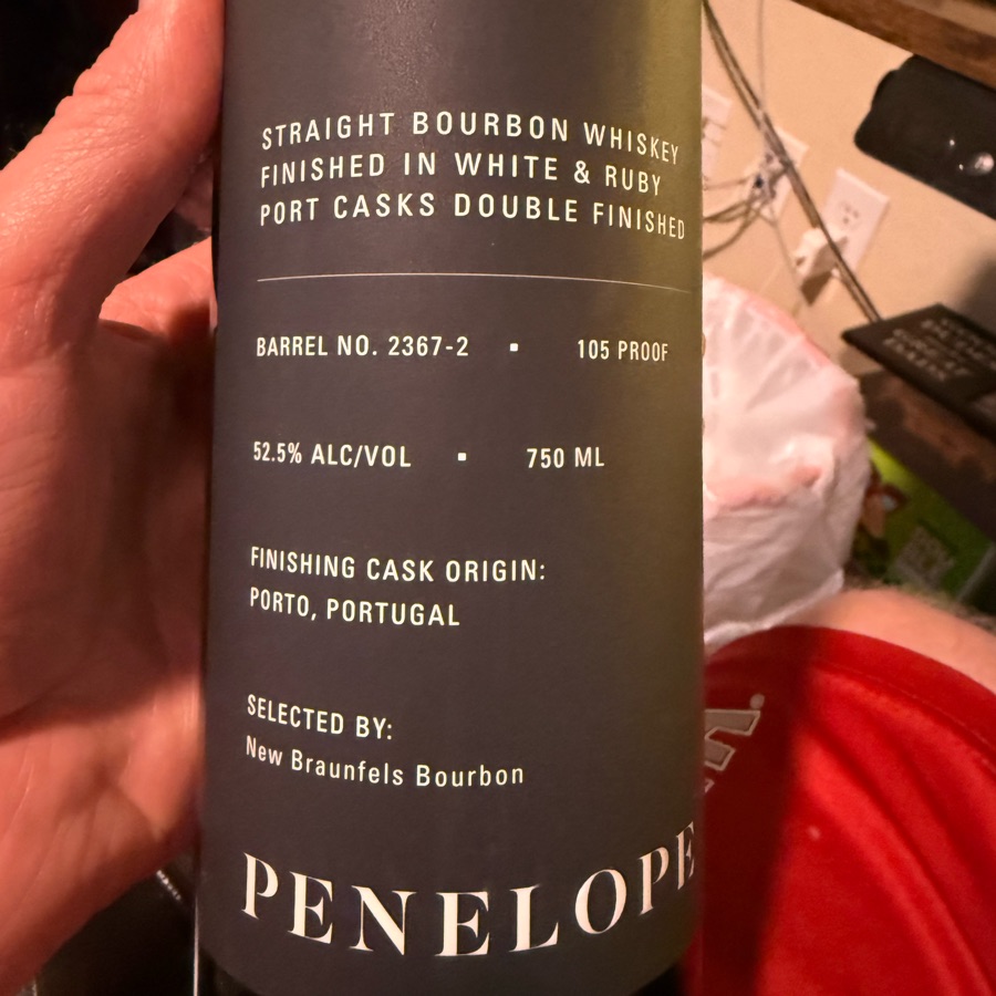 Penelope Project X Special Barrell Straight Bourbon Whiskey Finished In White & Ruby Port Casks Double Finished (Barrel No. 2367-2) Selected By: New Braunfels Bourbon