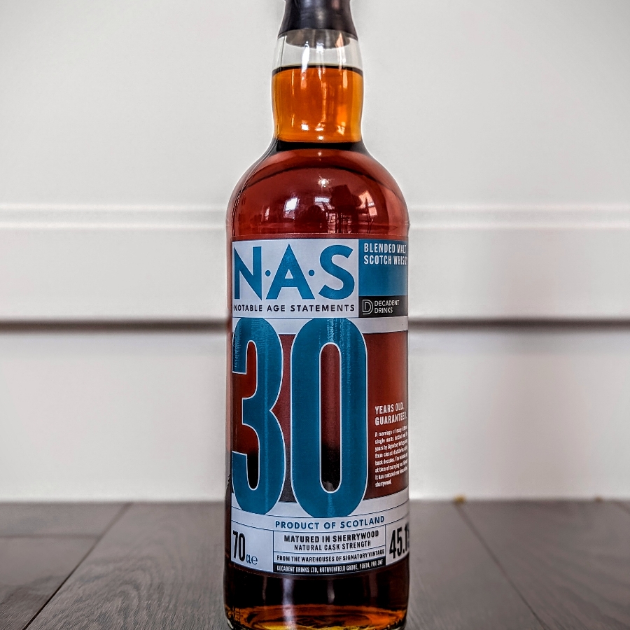 Notable Age Statements 30 Year Blended Malt Scotch Whisky (Decadent Drinks)