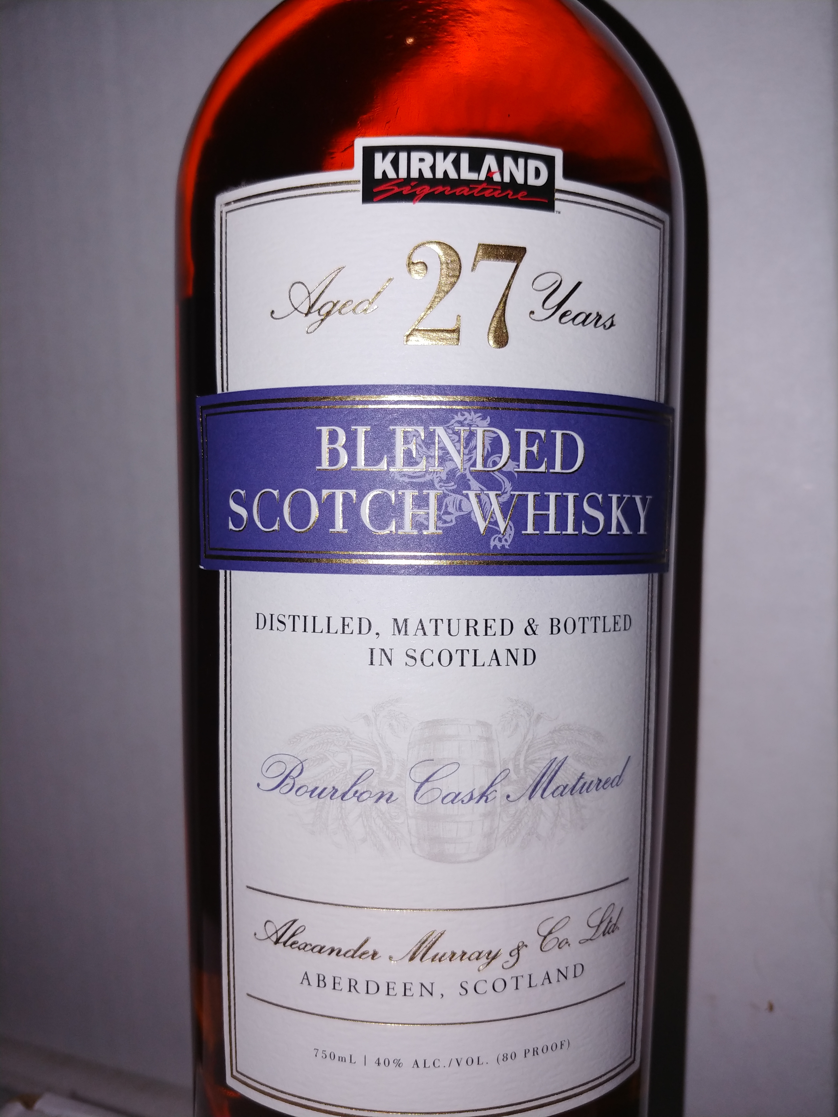 Kirkland 27 Year Blended Scotch Bourbon Cask Matured