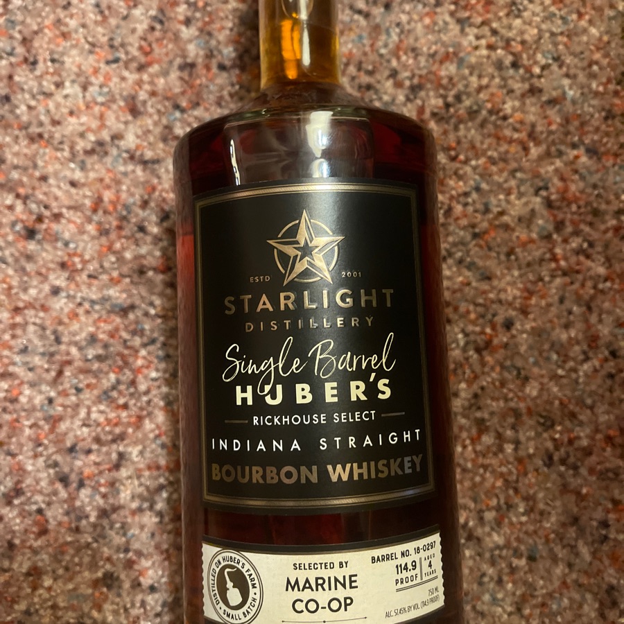 Starlight Distillery Carl T. Huber's Rickhouse Select Single Barrel Indiana Straight Bourbon Whiskey