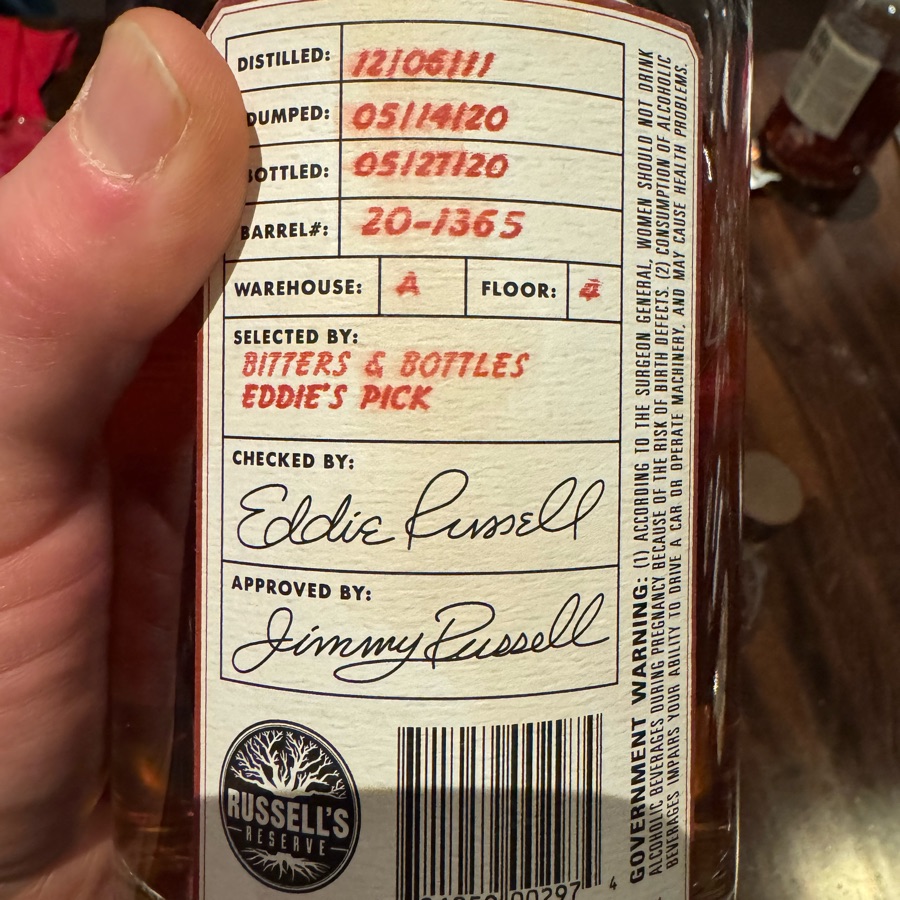 Russell's Reserve Private Barrel Selection 20-1365 (Eddie's Pick)