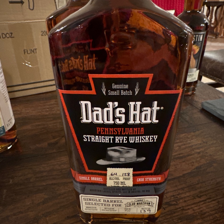 Dad's Hat Pennsylvania Straight Rye Whiskey Single Barrel Cask Strength Selected for Club Marzipan Cask #56