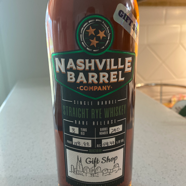 Nashville Barrel Single Barrel Straight Rye (Gift Shop Pick)