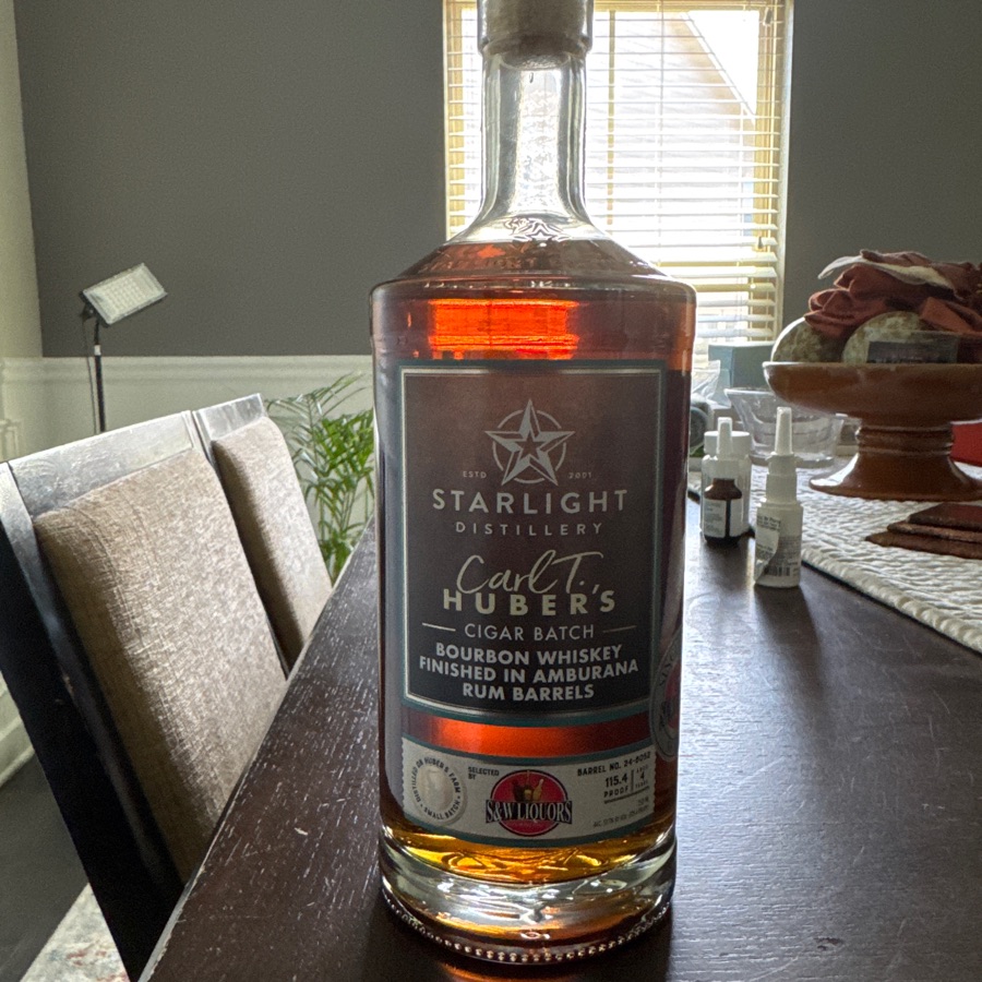 Starlight Distillery - Carl T Huber's Cigar Batch (Amburana Rum Barrels): S&W Liquor Single Barrel Select