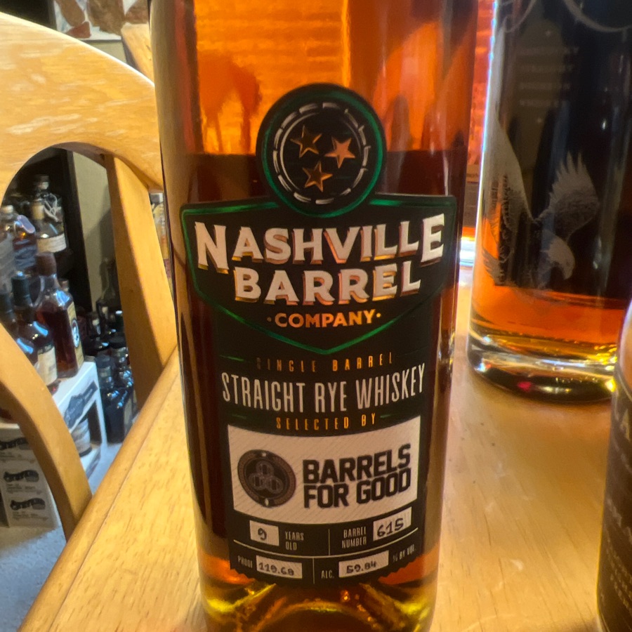 Nashville Barrel Single Barrel Straight Rye #615 (Barrels For Good -Ryes Like Us)