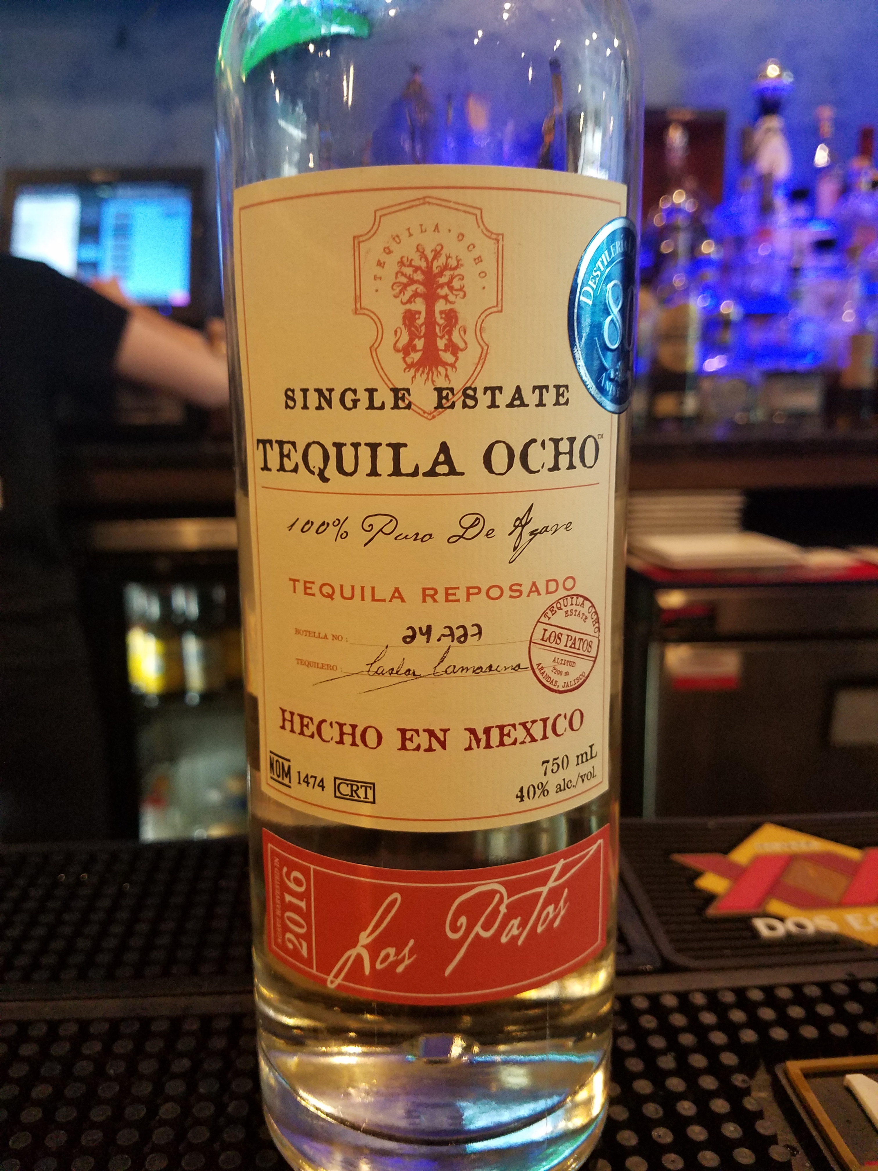 Tequila Ocho Reposado Los Patos 2016