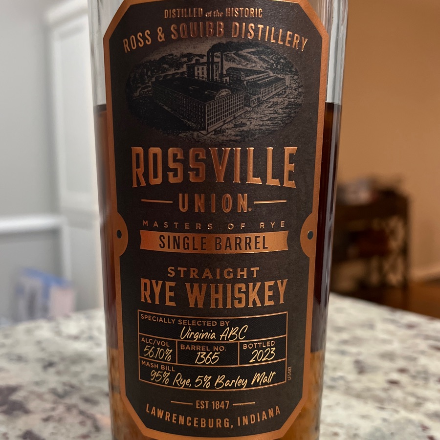 Rossville Union Masters of Rye Single Barrel (VA ABC pick)