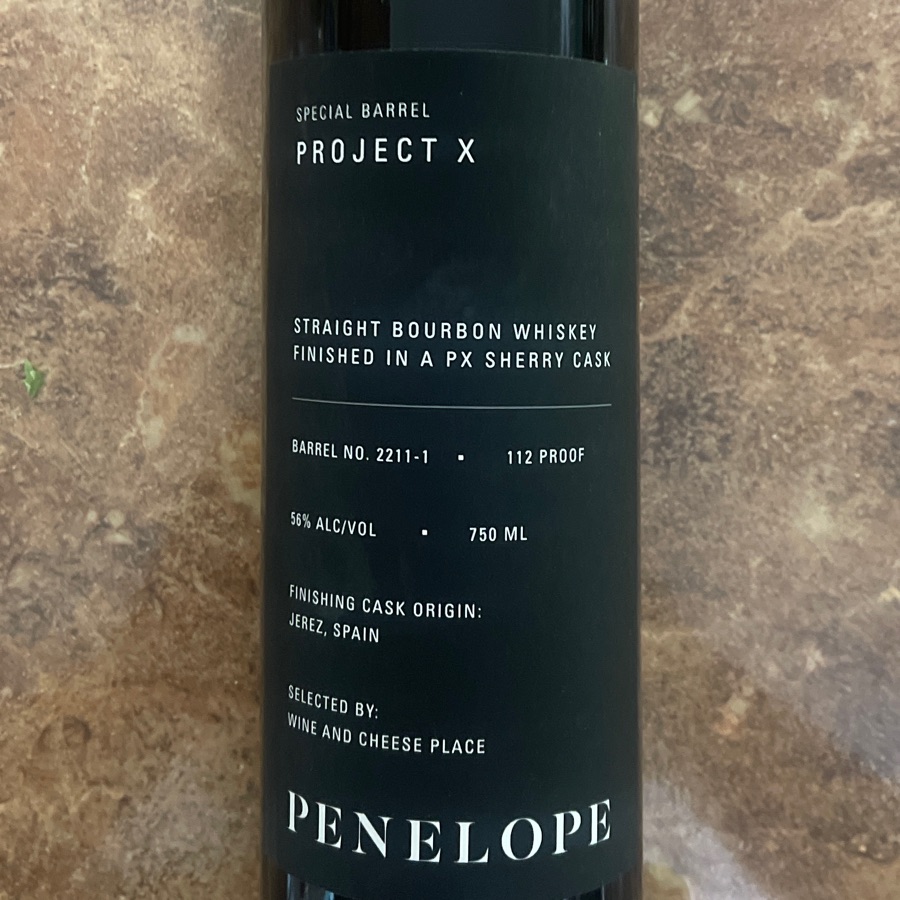 Penelope Project X Straight Bourbon Whiskey - Finished in a PX Sherry Cask - Wine and Cheese Place
