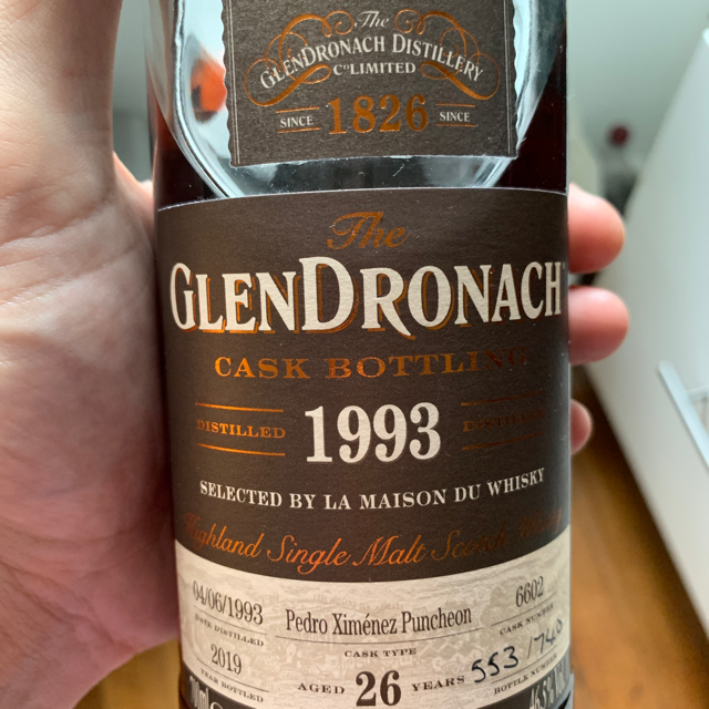 GlenDronach Cask bottling 1993 cask number 6602