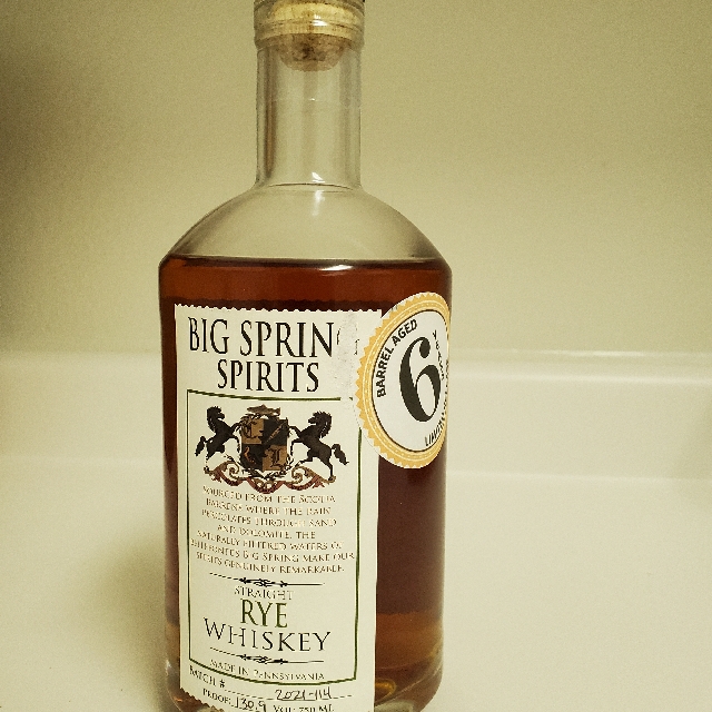 Big Spring Spirits Rye Whiskey Barrel Aged 6 Years