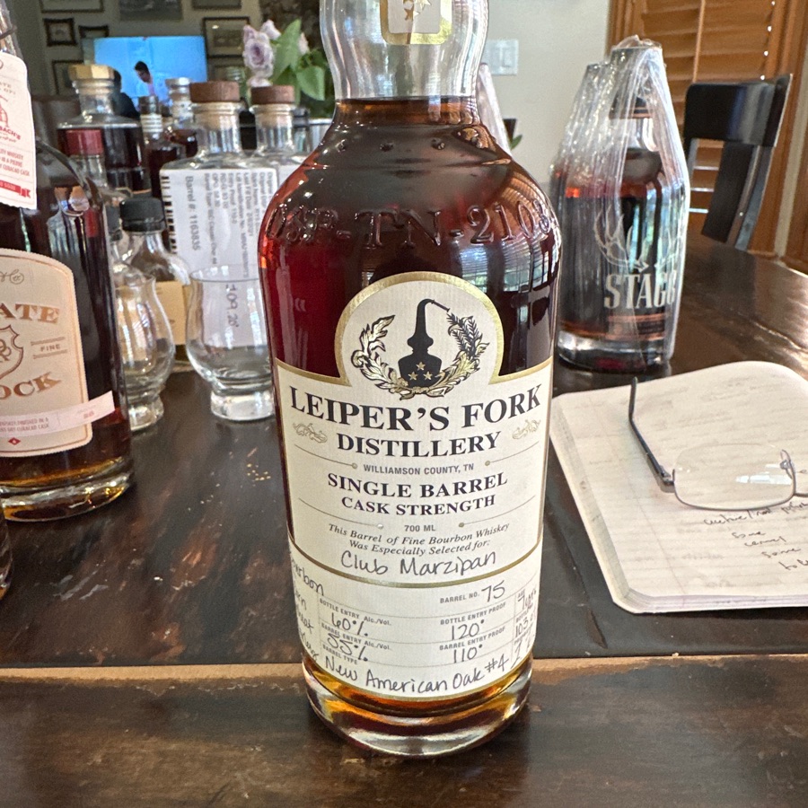 Lieper's Fork Single Barrel Cask Strength Bourbon (Club Marzipan pick)