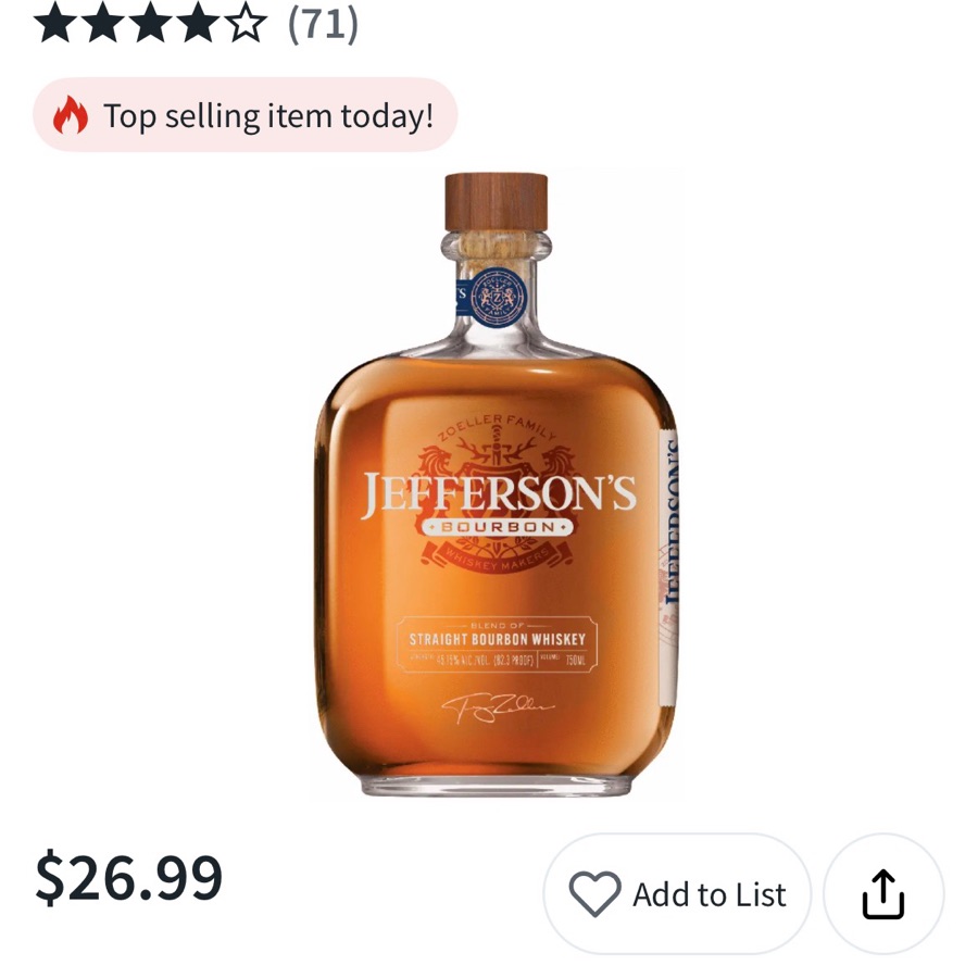 Jefferson's Straight Bourbon