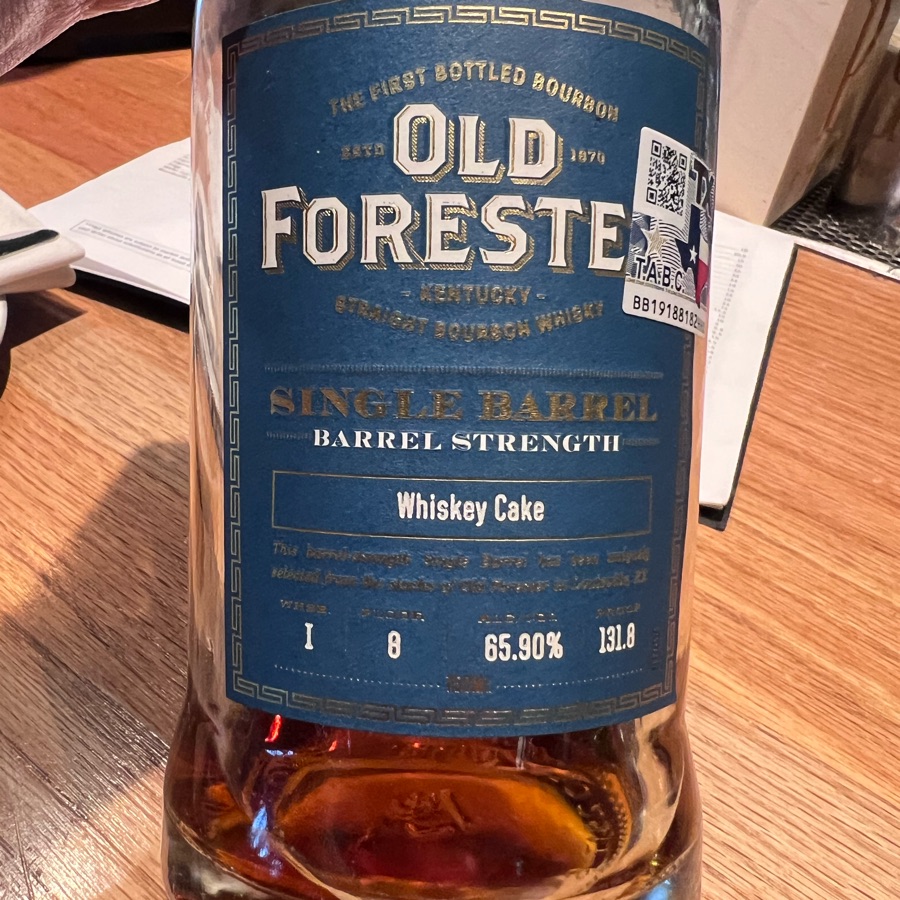 Old Forester Kentucky Straight Bourbon Whiskey Single Barrel Barrel Strength Whse I Floor 8 (Whiskey Cake)