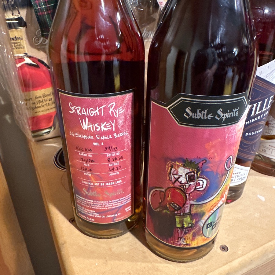 Subtle Spirits Straight Rye Whiskey Vol 4 Single Barrel RIK-104 Chasing Bourbon
