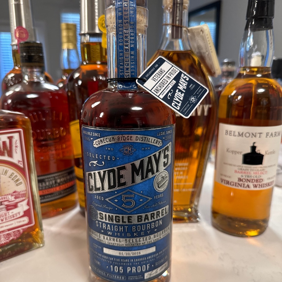 Clyde May's 5 year single barrel selected (Veterans Anchored in Pride)
