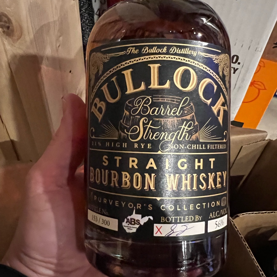 Bullock Purveyor's Collection High Rye Straight Bourbon Whiskey Barrel Strength