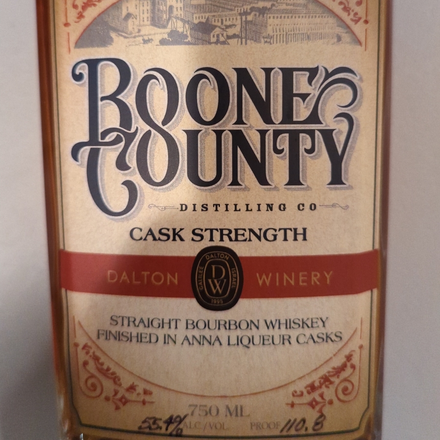 Boone County straight bourbon whiskey finished in Anna liquor casks